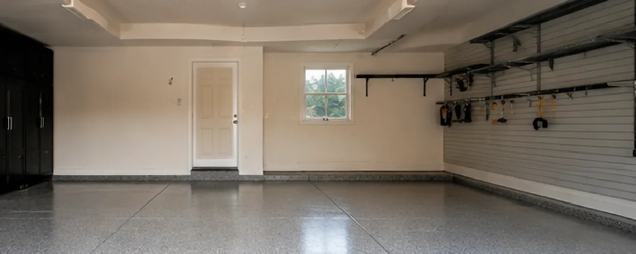 The same garage emptied and swept with clear floor space after cleanout